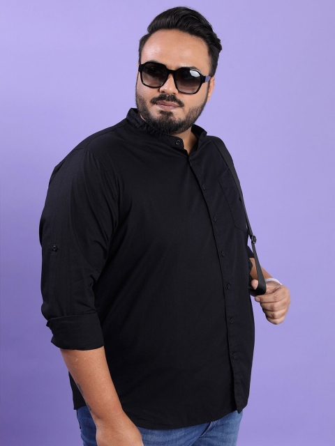 HIGHLANDER Plus Size Band Collar Regular Fit Cotton Casual Shirt - Image 3