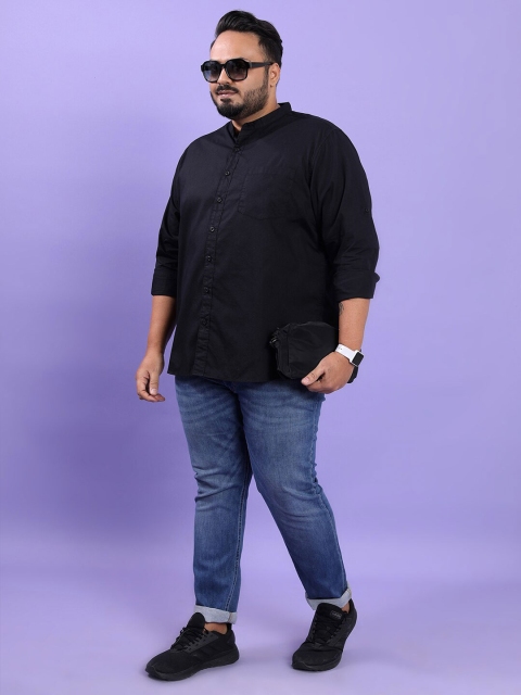HIGHLANDER Plus Size Band Collar Regular Fit Cotton Casual Shirt - Image 6