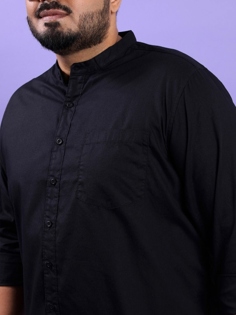 HIGHLANDER Plus Size Band Collar Regular Fit Cotton Casual Shirt - Image 2
