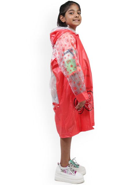 Yellow Bee Girls Printed Hooded Rain Jacket - Image 2