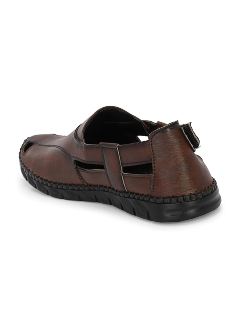 The Roadster Lifestyle Co. Men Brown Textured Shoe-Style Sandals With Velcro Closure - Image 3