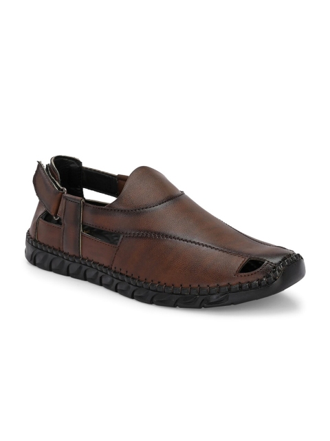 The Roadster Lifestyle Co. Men Brown Textured Shoe-Style Sandals With Velcro Closure - Image 2
