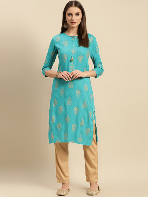 Rangita Ethnic Motifs Printed Round Neck Straight Kurta