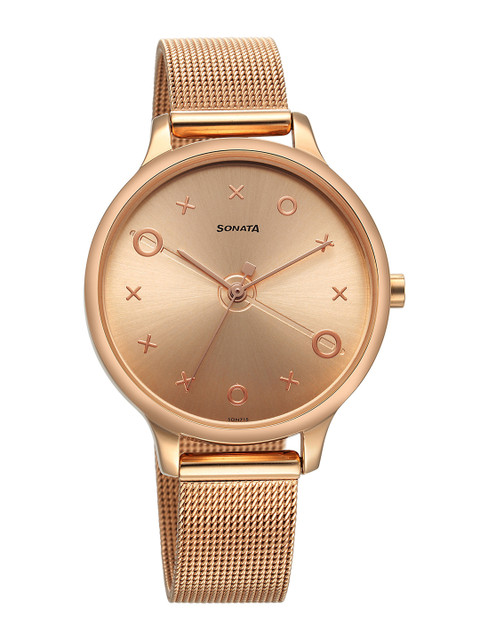 Sonata Play Quartz Analog With Rose Gold Dial Watch For Women - Nt87050wm01