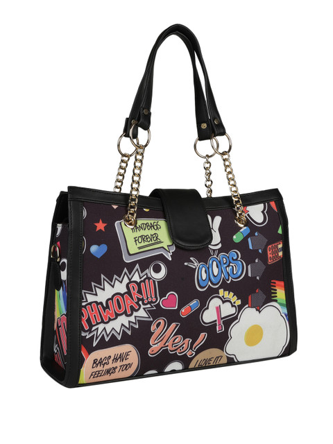 MINI WESST Typography Printed Structured Canvas Tote Bag - Image 5