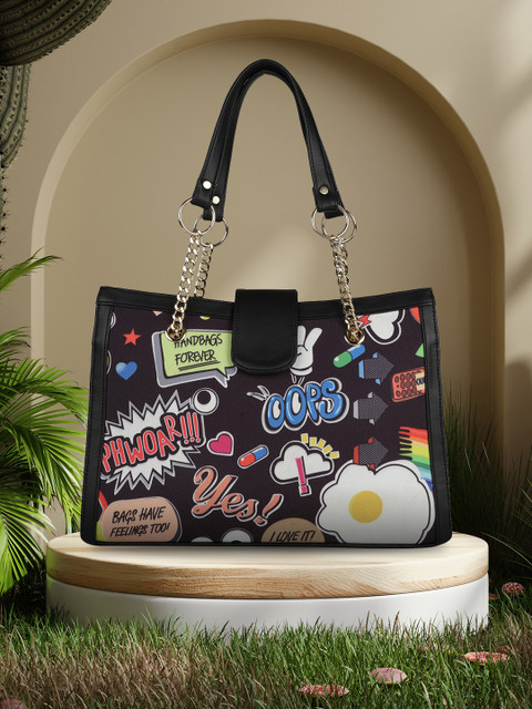 MINI WESST Typography Printed Structured Canvas Tote Bag - Image 2