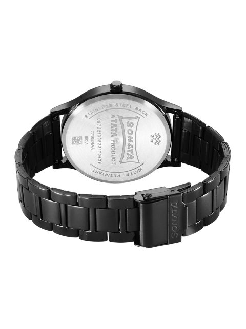 Sonata Men Brass Dial & Stainless Steel Bracelet Style Straps Analogue Watch 77105NM03W - Image 4