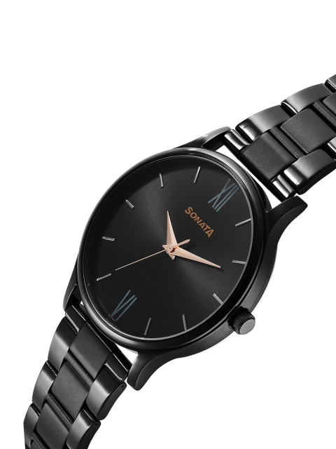 Sonata Men Brass Dial & Stainless Steel Bracelet Style Straps Analogue Watch 77105NM03W - Image 3