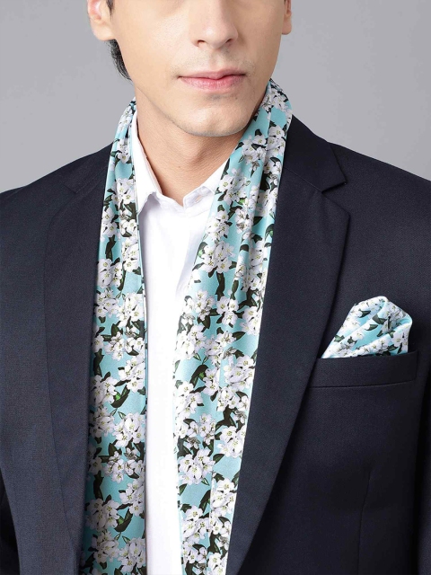 Tossido Men Floral Printed Satin Stole & Pocket Square Set - Image 2