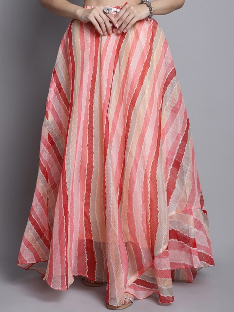 SOUNDARYA Striped Cotton Flared Maxi Skirt