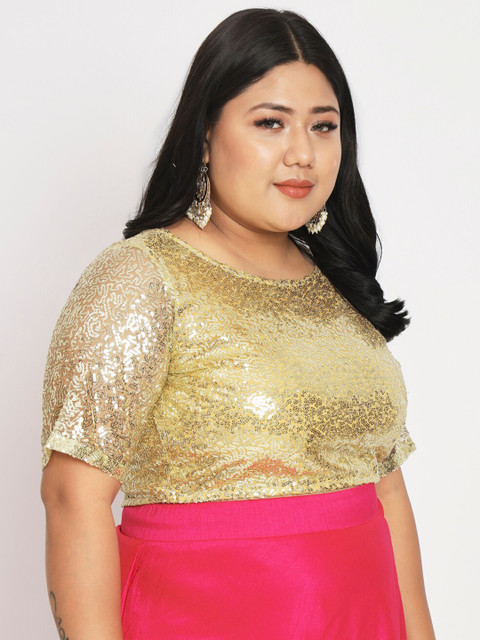 studio rasa Plus Size Sequinned Crop Top - Image 3