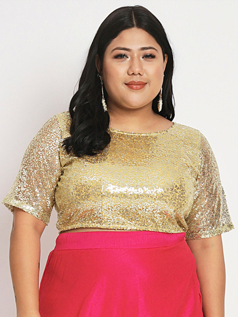 studio rasa Plus Size Sequinned Crop Top
