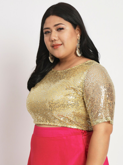 studio rasa Plus Size Sequinned Crop Top - Image 4