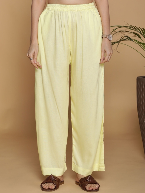 LetsDressUp Women Chambray Straight Palazzos