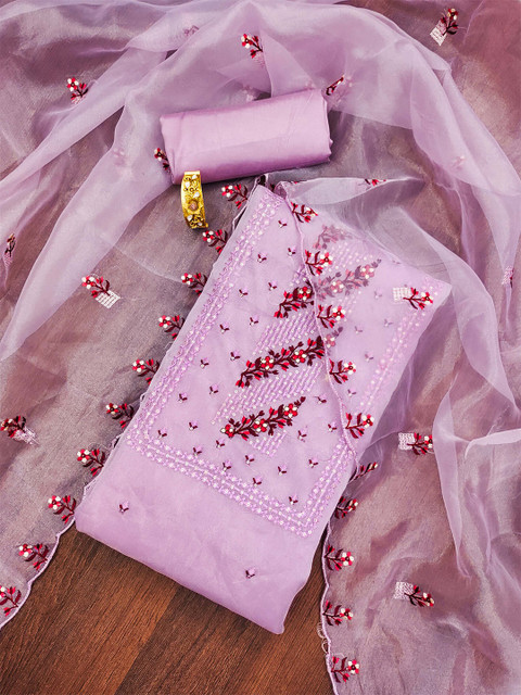 KALINI Floral Embroidered Zari Unstitched Dress Material