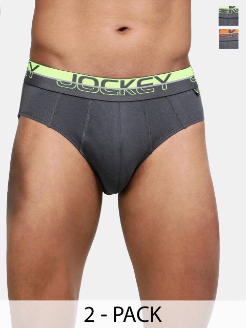 Jockey Pack Of 2 Super Combed Cotton Solid Brief with Ultrasoft Waistband-FP01