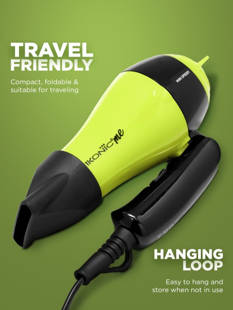 Ikonic Me Mini Speedy 1000W Hair Dryer with Foldable Handle & Lightweight DC Motor - Green - Image 3