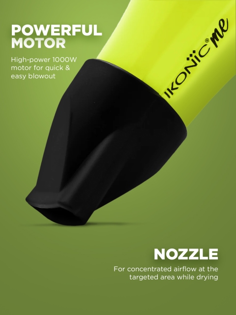 Ikonic Me Mini Speedy 1000W Hair Dryer with Foldable Handle & Lightweight DC Motor - Green - Image 2