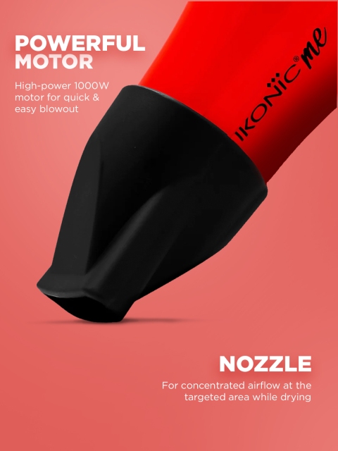 Ikonic Me Mini Speedy 1000W Hair Dryer with Foldable Handle & Lightweight DC Motor - Red - Image 2