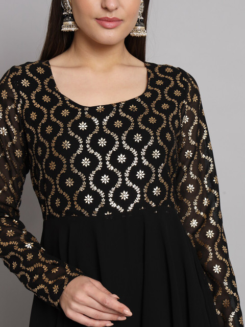 Poshak Hub Floral Yoke Design Georgette Flared Anarkali Kurta - Image 2