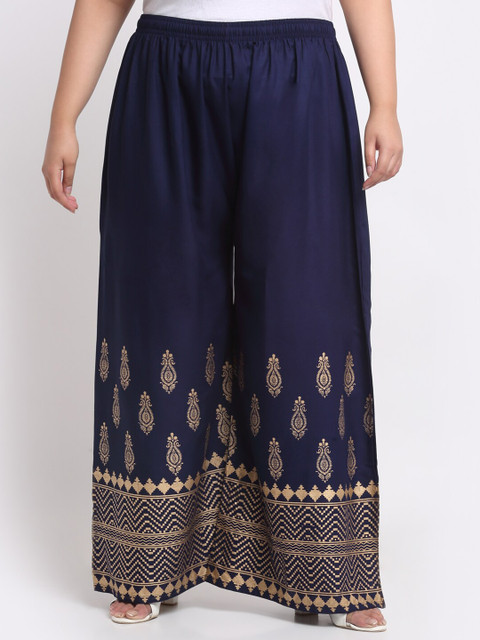 Trend Level Women Plus Size Ethnic Motifs Printed Wide Leg Palazzos