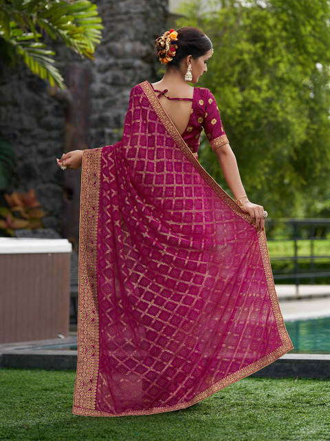Mitera Ethnic Motifs Printed Pure Georgette Saree - Image 4