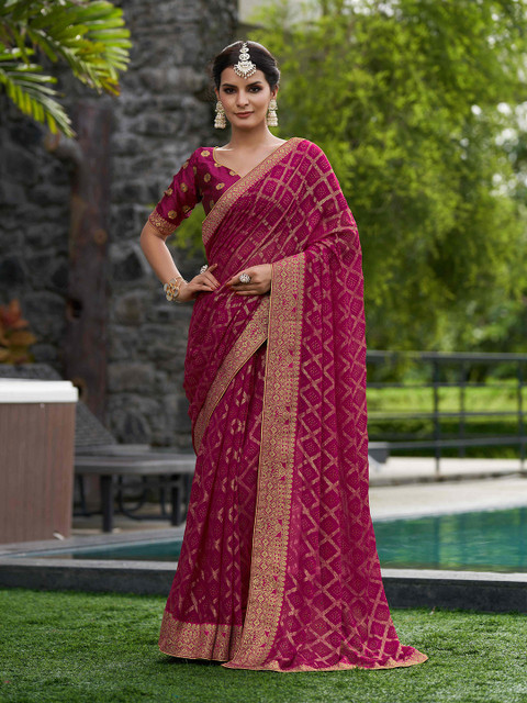 Mitera Ethnic Motifs Printed Pure Georgette Saree