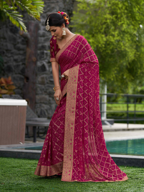 Mitera Ethnic Motifs Printed Pure Georgette Saree - Image 2