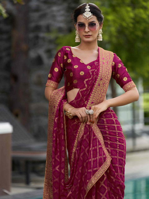 Mitera Ethnic Motifs Printed Pure Georgette Saree - Image 5