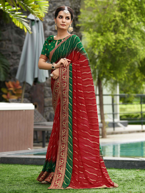 Mitera Ethnic Motifs PrintedZari Pure Georgette Saree - Image 2
