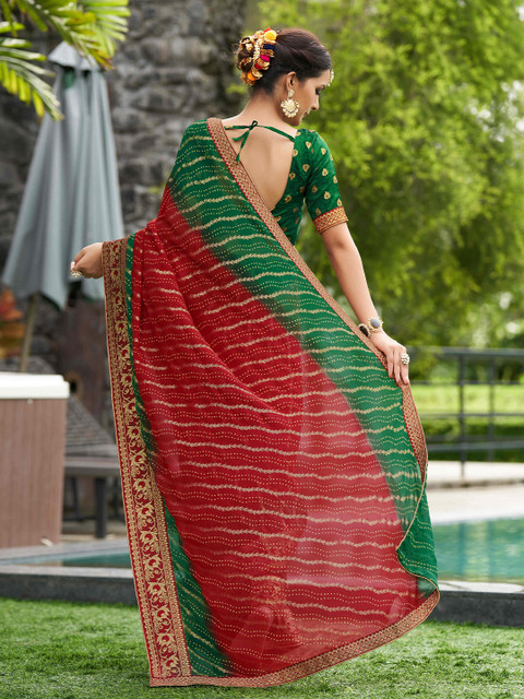 Mitera Ethnic Motifs PrintedZari Pure Georgette Saree - Image 3