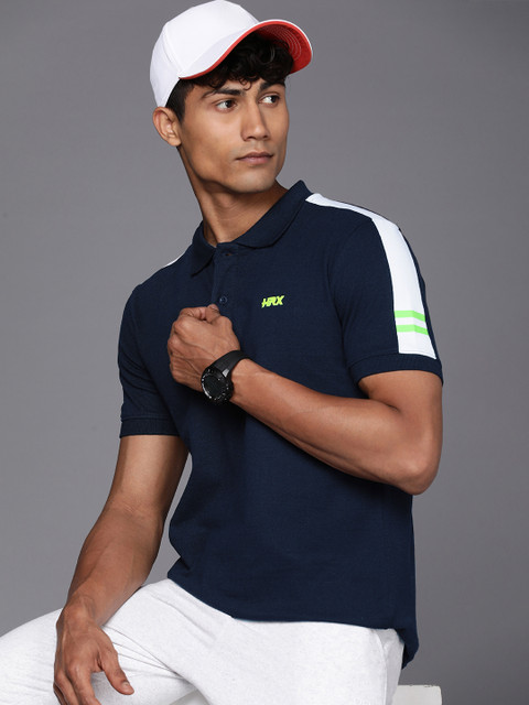 HRX by Hrithik Roshan Men Self Design Polo Collar T-shirt