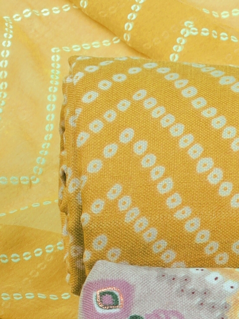 Sun Fashion And Lifestyle Bandhani Ethnic Motifs Printed Unstitched Dress Material - Image 4
