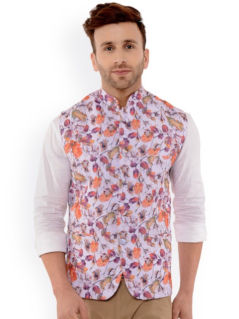Hangup Men Pink Printed Waist Coat