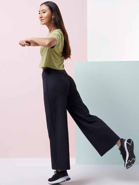 Blissclub Women Relaxed Straight Leg Loose Fit High-Rise Trousers