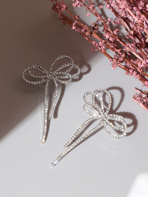 SOHI Silver-Plated Drop Earrings