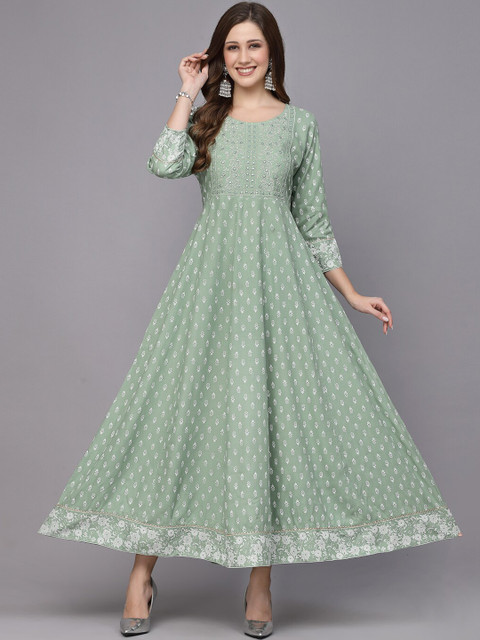 Stylum Ethnic Motifs Printed Embroidered Fit & Flare Ethnic Dress