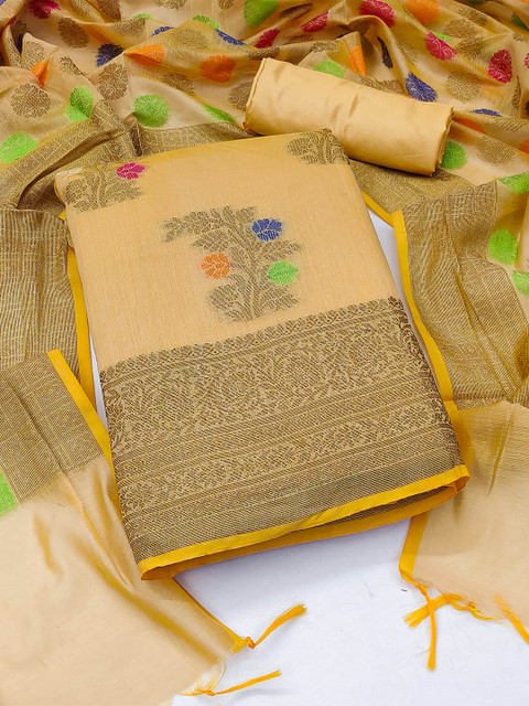 KALINI Floral Woven Design Unstitched Dress Material