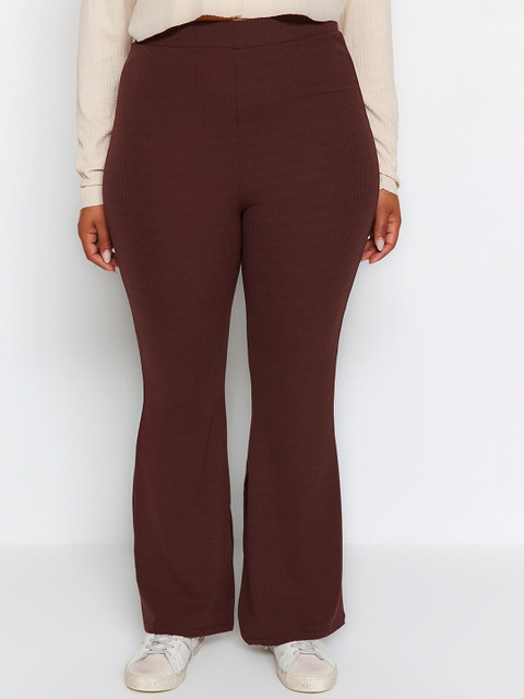 Trendyol Plus Size Women Regular Fit Mid-Rise Regular Trousers
