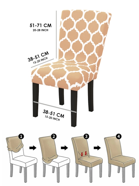 Story@home Beige Motif Printed Chair Cover - Image 7