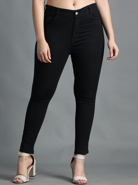 POMPOUS Women Clean Look Slim Fit High-Rise Cropped Stretchable Jeans