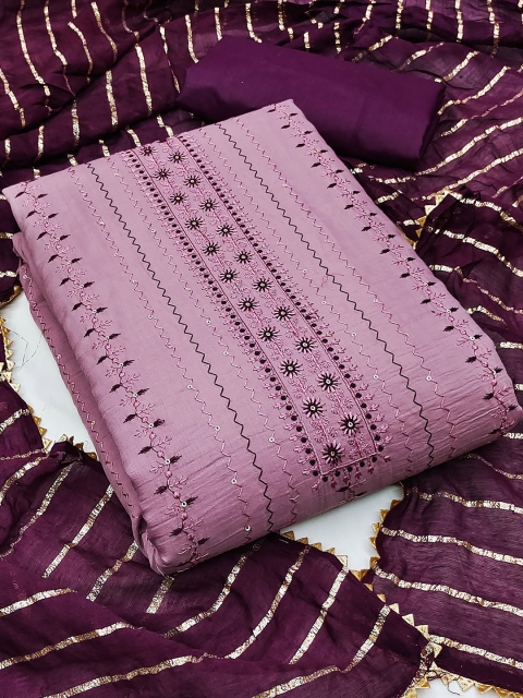 MANVAA Ethnic Motif Embroidered Sequinned Unstitched Dress Material