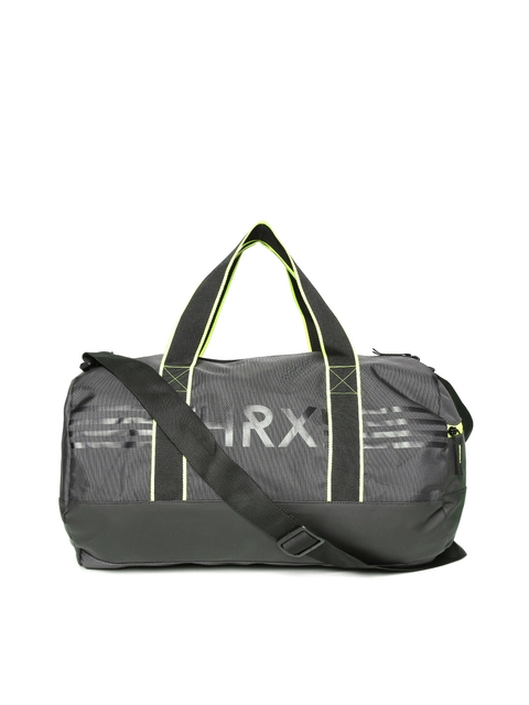 HRX by Hrithik Roshan Unisex Grey Brand Logo Printed Gym Duffel Bag