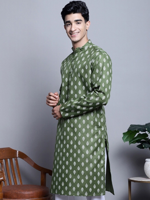 Jompers Ethnic Motifs Printed Mandarin Collar Straight Kurta - Image 3