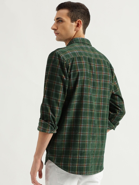 United Colors of Benetton Checked Spread Collar Slim Fit Cotton Casual Shirt - Image 4