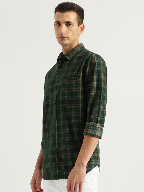 United Colors of Benetton Checked Spread Collar Slim Fit Cotton Casual Shirt - Image 3