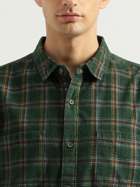 United Colors of Benetton Checked Spread Collar Slim Fit Cotton Casual Shirt - Image 2