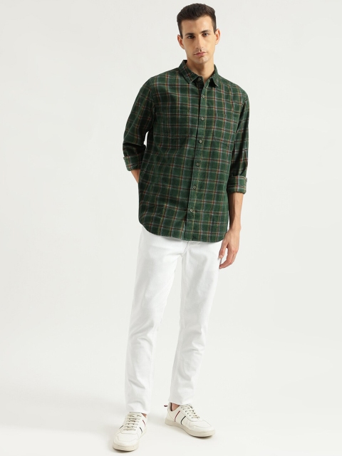 United Colors of Benetton Checked Spread Collar Slim Fit Cotton Casual Shirt - Image 5