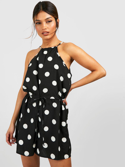 Boohoo Polka Dots Printed Playsuit