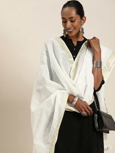 Taavi Handloom Sustainable Dupatta with Zari